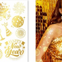 Tatuaggio Temporaneo di Capodanno Happy New Year 10pz Accessori Persona Natale e Capodanno