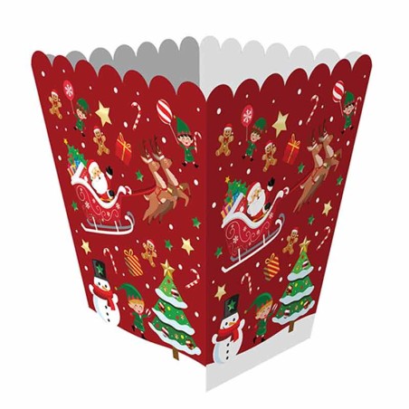Box Porta Caramelle o Popcorn con decoro Natalizio 6pz Accessori Tavola Natale e Capodanno