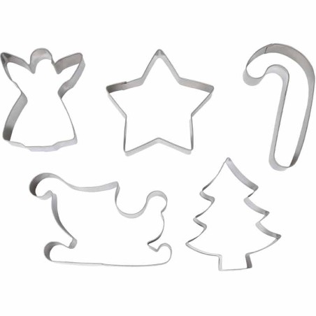 Stampini in Alluminio per Biscotti sagomati Simboli di Natale 5pz Accessori Tavola Natale e Capodanno