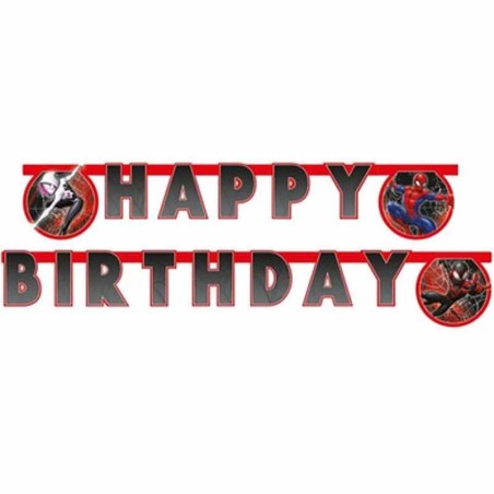 Festone Happy Birthday con Spider-Man "World of Webs" 2mt Spider-Man