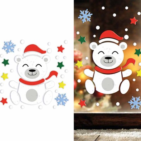 Decorazioni Adesive in Gel Orsetto Polare Addobbi Natale e Capodanno