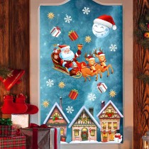 Decorazioni Adesive Elettrostatiche "Villaggio di Babbo Natale" 2pz Addobbi Natale e Capodanno