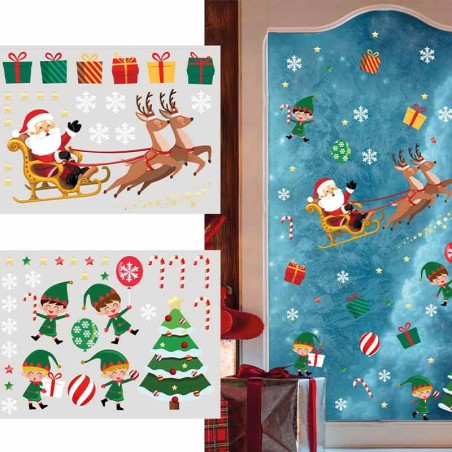 Decorazioni Adesive Elettrostatiche "Notte di Natale" 2pz Addobbi Natale e Capodanno