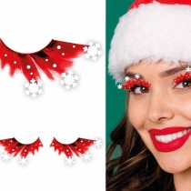 Ciglia Finte Rosse con Fiocchi di Neve e Strass Accessori Persona Natale e Capodanno