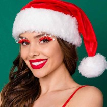 Ciglia Finte Rosse con Fiocchi di Neve e Strass Accessori Persona Natale e Capodanno
