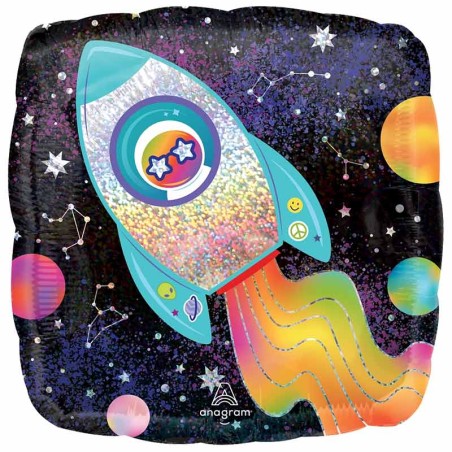Palloncino in Foil 18" Navicella Spaziale "Outer Space Rocket" Cielo e Galassia