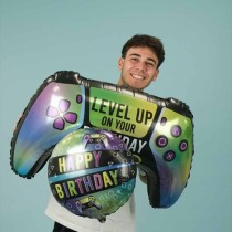 Palloncino in Foil 35" Super Shape Joystick "Game Controller Birthday" Happy Birthday Grabo
