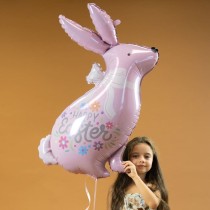 Palloncino in Foil 32" Super Shape Coniglio Rosa "Happy Easter" Pasqua Grabo