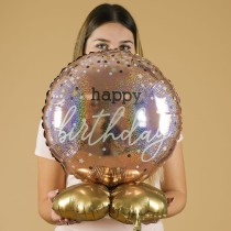 Palloncino in Foil 18" Happy Birthday "Rose Gold Confetti" Happy Birthday Grabo