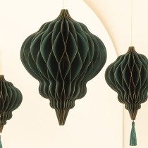 Decorazioni di Carta a Nido d'Ape Natalizie Forme Assortite Verde 4pz Addobbi Natale e Capodanno