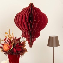 Decorazioni di Carta a Nido d'Ape Natalizie Forme Assortite Rosso 4pz Addobbi Natale e Capodanno