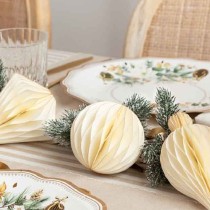 Decorazioni Natalizie di Carta a Nido d'Ape con Forme Assortite Avorio 4pz Addobbi Natale e Capodanno