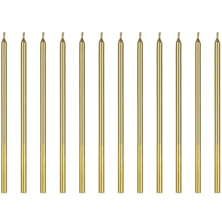 Candelina Stelo 14cm Oro Metallizzato12pz Candeline Stelo