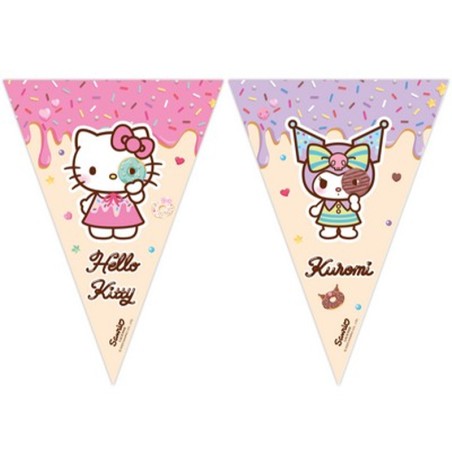 Festone Bandierina in Carta con Hello Kitty e Kuromi 2.3mt Hello Kitty