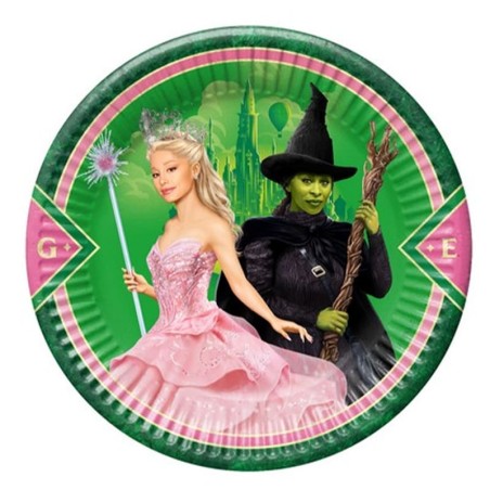 Piatto di Carta 23cm con Elphaba e Glinda del Mago di Oz "Wicked" 8pz