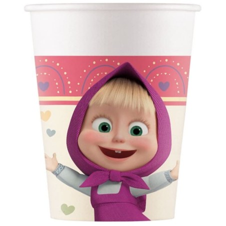 Bicchiere di Carta 200ml di Masha e Orso "Masha Sweet Heart" 8pz Masha e Orso