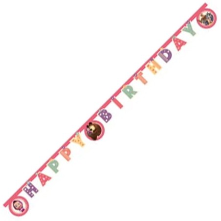 Festone Happy Birthday con Masha e Orso "Masha Sweet Heart" 2mt Masha e Orso