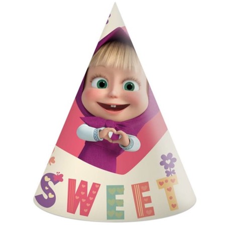 Cappellino a Cono Masha e Orso "Masha Sweet Heart" 6pz Masha e Orso
