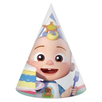 Cappellino a Cono in Carta con Cocomelon Birthday 6pz Cocomelon