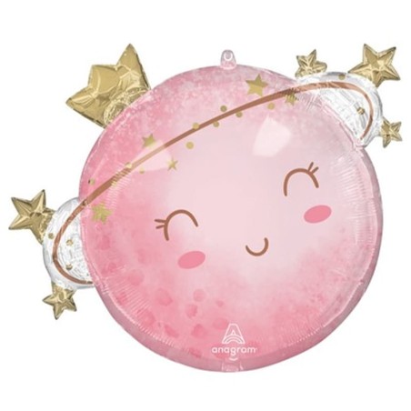 Palloncino in Foil 29" Super Shape Luna Rosa "Little Moon Girl" Palloncini Nascita Rosa