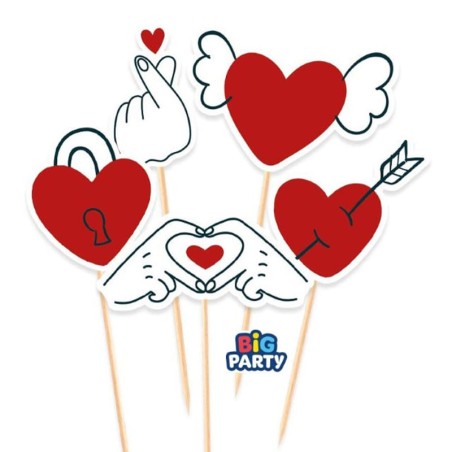 Picks Topper di Carta Sagomati a Tema Amore "Love" 5pz Accessori Tavola Amore