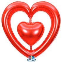 Palloncino in Foil 47" Cuore nel Cuore Rosso "Double Heart" Cuori