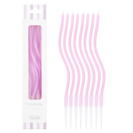 Candelina Stelo Curly con sostegno 12.5cm Malva 8pz Candeline Stelo