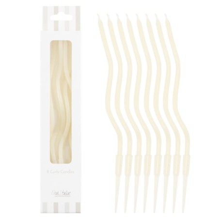 Candelina Stelo Curly con sostegno 12.5cm Avorio 8pz Candeline Stelo