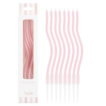 Candelina Stelo Curly con sostegno 12.5cm Rosa 8pz Candeline Stelo