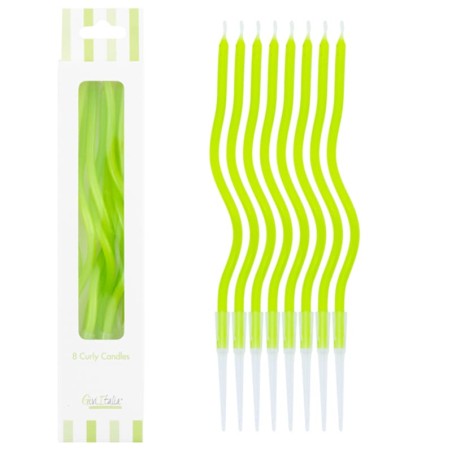 Candelina Stelo Curly con sostegno 12.5cm Verde Lime 8pz Candeline Stelo