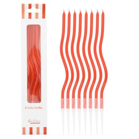 Candelina Stelo Curly con sostegno 12.5cm Rosso 8pz Candeline Stelo
