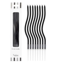 Candelina Stelo Curly con sostegno 12.5cm Nero 8pz Candeline Stelo