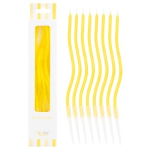 Candelina Stelo Curly con sostegno 12.5cm Giallo 8pz Candeline Stelo