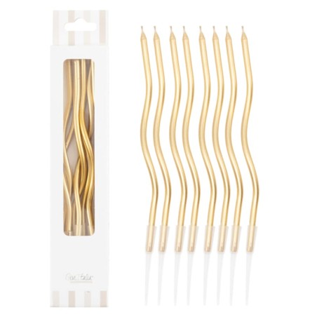 Candelina Stelo Curly con sostegno 12.5cm Oro 8pz Candeline Stelo