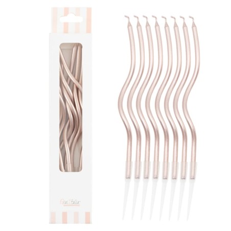 Candelina Stelo Curly con sostegno 12.5cm Rose Gold 8pz Candeline Stelo