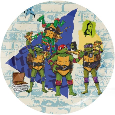 Piatto di Carta 23cm con Tartarughe Ninja "Ninja Turtles" 8pz Tartarughe Ninja