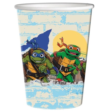 Bicchiere di Carta 250ml delle Tartarughe Ninja "Ninja Turtles" 8pz Tartarughe Ninja