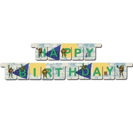 Festone Happy Birthday con Tartarughe Ninja "Ninja Turtles" 3mt Tartarughe Ninja