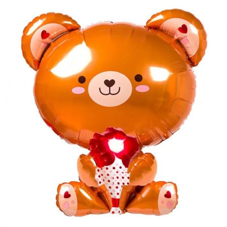 Palloncino in Foil 20" Multi-Balloons Orsacchiotto con Mazzo di Rose Amore e Cuori