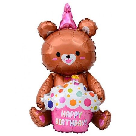 Palloncino in Foil 23" Multi-Balloons Orsetto Happy Birthday Palloncini 1° Compleanno