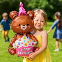 Palloncino in Foil 23" Multi-Balloons Orsetto Happy Birthday Palloncini 1° Compleanno
