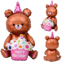 Palloncino in Foil 23" Multi-Balloons Orsetto Happy Birthday Palloncini 1° Compleanno