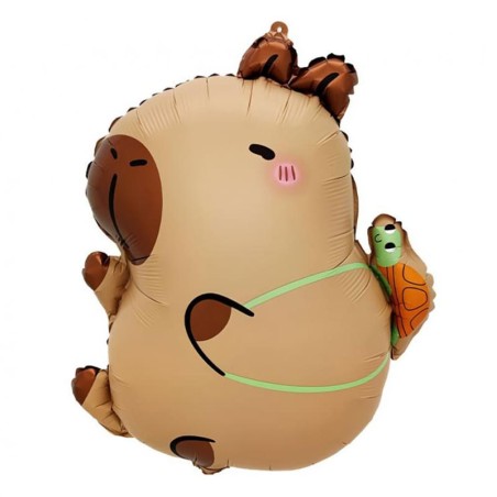 Palloncino in Foil 17" Super Shape Capibara con Tartaruga Animali del Bosco