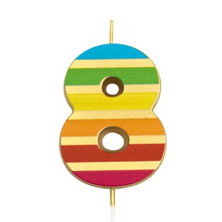 Candelina 9.5cm Gold Stripes e Color N.8