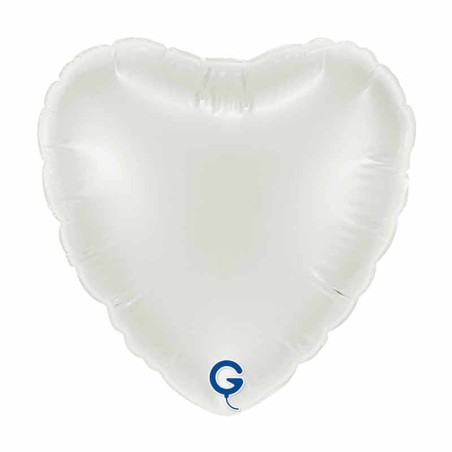 Palloncino in Foil 4" Cuore Bianco "Heart White" Numeri 40" Bianco "White"
