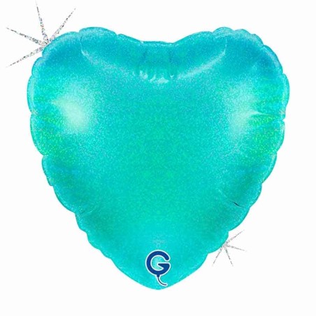 Palloncino in Foil 4" Cuore Glitter Olografico Tiffany Cuori Piccoli 4"