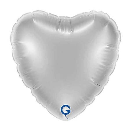 Palloncino in Foil 4" Cuore Argento "Silver" Cuori Piccoli 4"