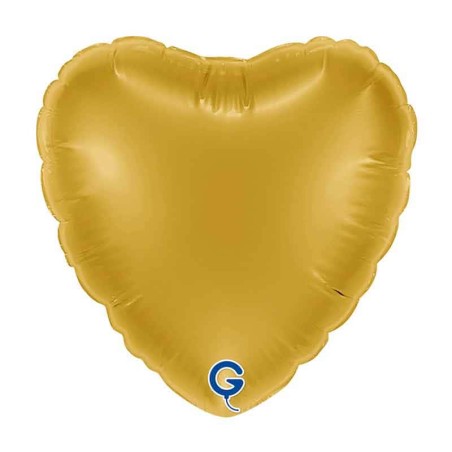 Palloncino in Foil 9" Cuore Oro Chiaro "Gold" Cuori Medi 9"