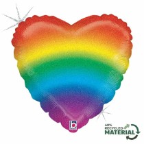 Palloncino in Foil 18" Cuore Arcobaleno "Rainbow Heart" Amore, Matrimonio o Anniversario Grabo
