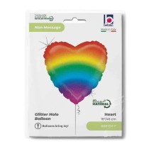 Palloncino in Foil 18" Cuore Arcobaleno "Rainbow Heart" Amore, Matrimonio o Anniversario Grabo